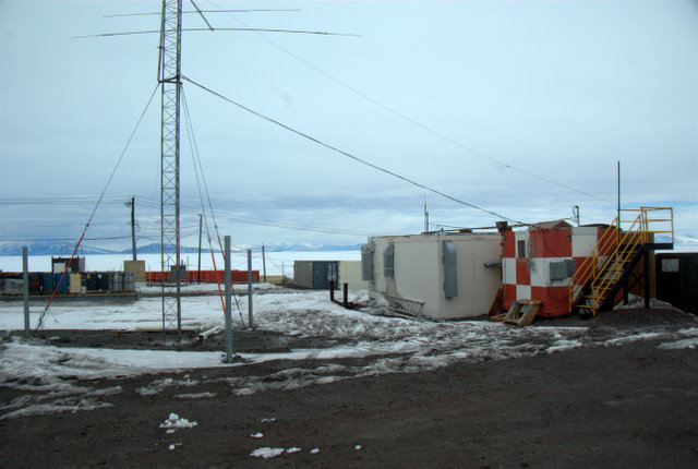 another view of the ham shack, tower, and beam