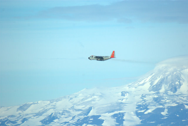 LC-130 with mountains in back